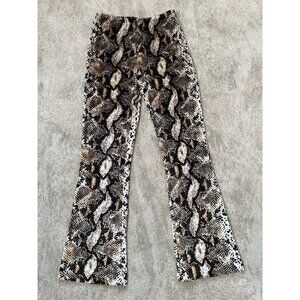 CALLIPYGIAN Women's Size 0 Snake Print Ankle Flare Velour Stretch Pants NWT $195